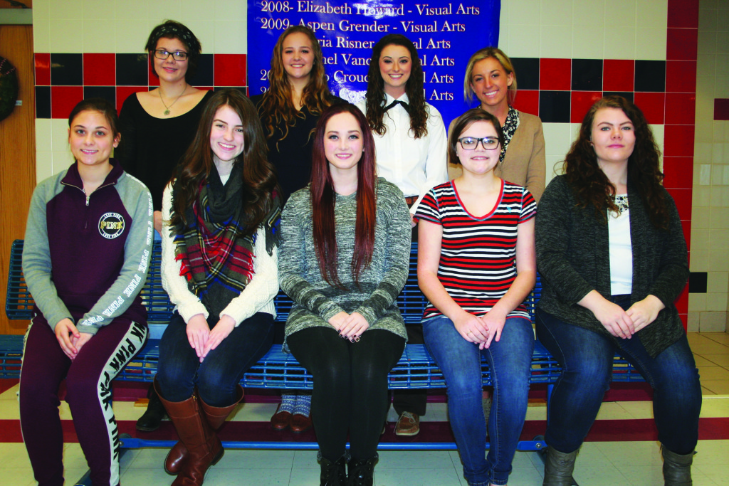 The Knott County Central High School Miss Centralian contestants for 2016. Seated (L to R): Acacia Hall, Eden Slone, Hannah Slone, Elizabeth Tibbs, and Brittney Slone. Standing (L to R): Charity Slone, Fallon Slone, Alexis Hatmaker, and Ashley Bergman. Not pictured Meranda Izabella Caudill. (Photo by Jordan Thomas Hall)